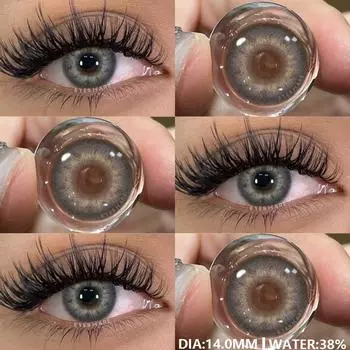 Цветные контактные линзы с цветными зрачками для глаз, 2 шт., синие натуральные высококачественные линзы с серыми зрачками, годовые косметические зеленые линзы для глаз