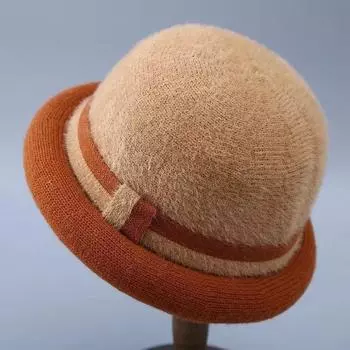 Цветные корейские панамы, осенне-зимняя шляпа, женская модная полосатая шляпа рыбака, зимняя универсальная шляпа-тазик, модная теплая M56-58cm бежевый