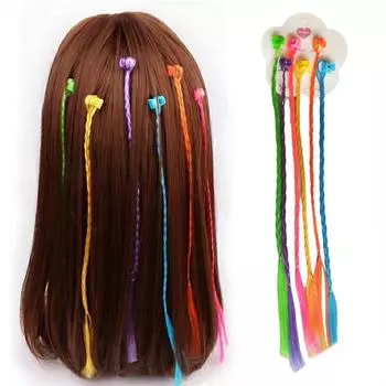 Цветные косички для наращивания волос с заколками для волос радужная коса для детей аксессуары для хвостиков парик Z9T8 straight-6pcs