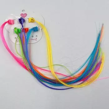 Цветные косички для наращивания волос с заколками для волос Радужные косички для волос для девочек Парики с плетением Hai T2O0 straight-6pcs