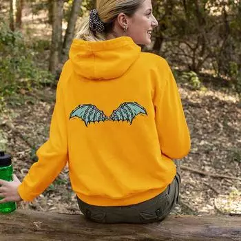 Цветные крылья демона, готическая толстовка с капюшоном, пуловеры, модная женская одежда из чистого хлопка с графическим рисунком, уличная одежда, джемпер с капюшоном, толстовки с капюшоном S жёлтый