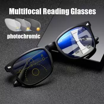 Цветные квадратные мультифокальные прогрессивные очки для чтения для мужчин и женщин, модные солнцезащитные очки для пресбиопии, готовые оптические очки Anti Blue Light 0