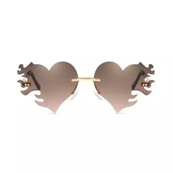 Цветные линзы, модные мужские и женские солнцезащитные очки с сердечками в металлической оправе