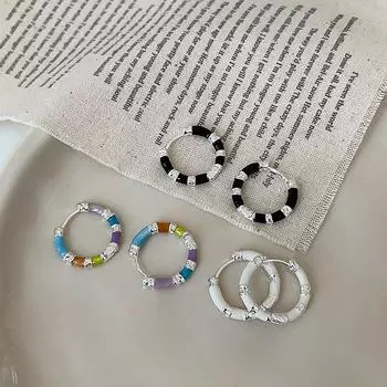 Цветные масляные полосатые металлические пряжки для ушей женские нишевые ретро легкие роскошные элегантные темпераментные модные универсальные серьги