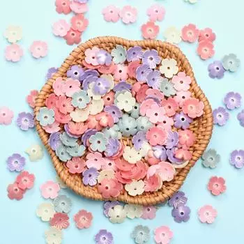 Цветные модные бусины ручной работы 10,5 мм. Материалы ручной работы. Сделай сам. Пятилепестковый цветок, акрил. 160Pcs разноцветный