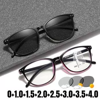 Цветные мультифокальные очки для чтения для мужчин и женщин, винтажные фотохромные очки унисекс с квадратной оправой, очки для дальнего зрения 0