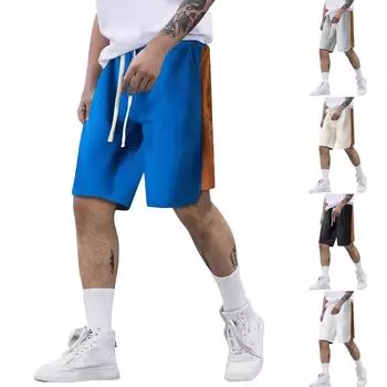 Цветные мужские модные шорты, свободные летние повседневные брюки на открытом воздухе L чёрный