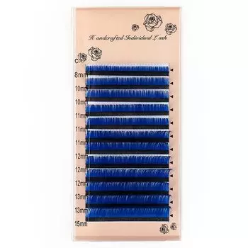 Цветные накладные ресницы C Curl Luxury Fiber Party Stage Presentation Gal Fashion Eyelash Extensions False Eyelash Salon Commercial Use (синий)