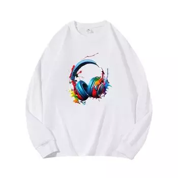 Цветные наушникиОсенняя одежда с длинными рукавами из чистого хлопка, новый мужской и женский топ, весенний внутренний слой, базовая рубашка, футболка с круглым вырезом и длинными рукавами M коричневый