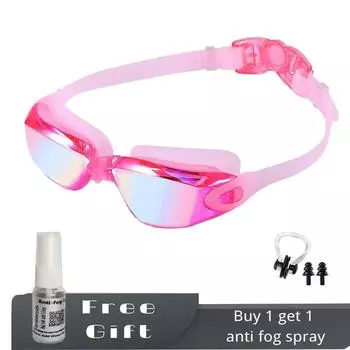 Цветные очки для плавания для взрослых мужчин и женщин Очки для плавания с зажимом для носа Беруши Спрей против запотевания