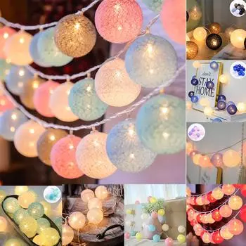 Цветные огни Светодиодный пластиковый шар Рождественский Новый год Мигающий гирляндный светильник для украшения Light Blue 2 Meter 10LED Batte