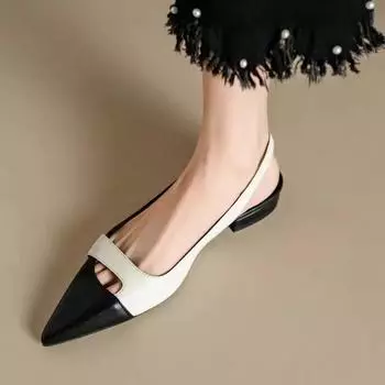 Цветные остроносые туфли на плоской подошве с задником, модные летние женские босоножки 2024 года 35 оранжево-красный