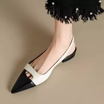 Цветные остроносые туфли на плоской подошве с задником, модные летние женские босоножки 2024 года 35 оранжево-красный