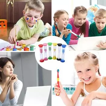 Цветные песочные часы, таймер, домашний декор, украшение стола и аксессуары, набор из 6 предметов, декоративные фигурки, маленькая пластиковая серия, комната