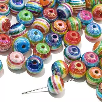 Цветные полосатые бусины из смолы, подвески-подвески для ювелирных изделий, ожерелье, браслет, аксессуары «сделай сам» 1211mm 10pcs разноцветный