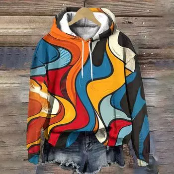 Цветные полосы женская одежда осенняя мода толстовки свободные женские топы 2024 новые женские толстовки дизайнерский пуловер Y2K S