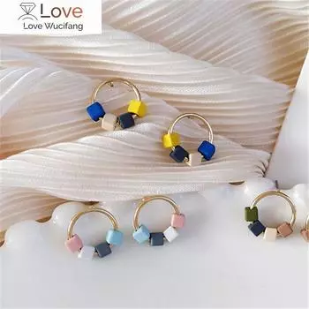 Цветные серьги, креативные геометрические круглые серьги, изысканные модные серьги Ms, новые серьги, подарок на день рождения для девушек и женщин