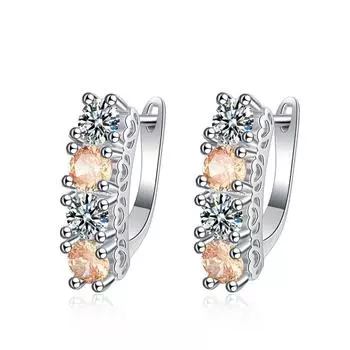 Цветные серьги, пряжки из циркония, изысканные универсальные серьги для женщин. copper белого золота