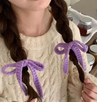 Цветные шерстяные резинки для волос с бантом, головные уборы для девочек, корейские милые вязаные резинки для волос, резинка для волос, аксессуары для волос розовый