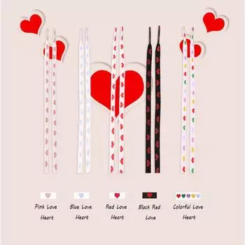 Цветные шнурки для кроссовок, высокие шнурки для парусиновой обуви, плоские шнурки с сердечками для женщин и мужчин, модные, 100/120/140/160/180 см 100cm