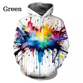 Цветные смешанные чернила Blob-Colou 3D Print Hoodies Men Women Oversize Hoodie Pullovers Hooded Sweatshirt Sports Suits Coat Kids Clothing S