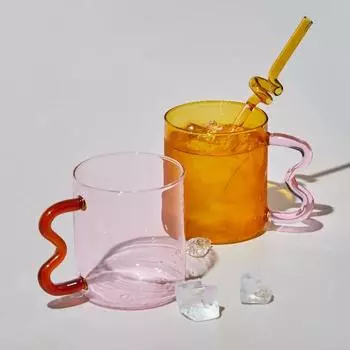 Цветные стеклянные чашки, оригинальный дизайн, красочная волнистая стеклянная кружка ручной работы, простая волнистая кофейная чашка для горячей воды 300ml
