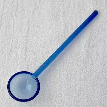 Цветные стеклянные ложки для кофе с длинной ручкой, термостойкие ложки для соуса, супа, чая, десерта, кофе, мороженого 15.8x4x4cm коричневый