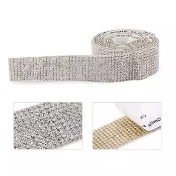 Цветные стразы Алмазная полоса Diy Аксессуары Ряд Алмазная лента Алмазная полоса Алмазная наклейка Самоклеящиеся украшения Клей для одежды Аксессуары 4 rows of drills 1.0cm