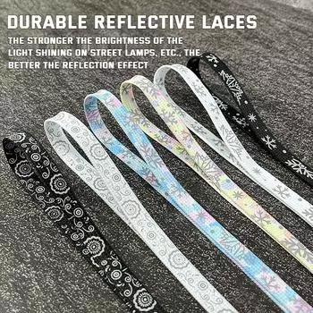 Цветные светоотражающие позолоченные шнурки для кроссовок с цветком кешью, расписанные вручную спортивные повседневные шнурки для баскетбола и тенниса 120cm