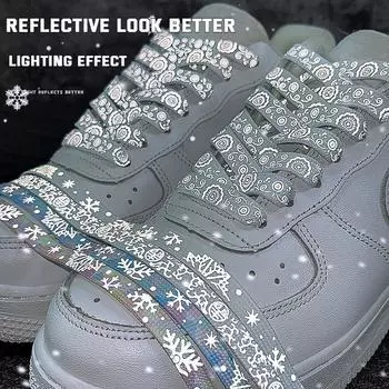 Цветные светоотражающие позолоченные шнурки для кроссовок с цветком кешью, расписанные вручную спортивные повседневные шнурки для баскетбола и тенниса 120cm