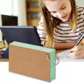 Цветные учетные карточки Флэш-карточки с металлическим кольцом Гладкое письмо Утолщенная бумага Карточки для заметок без растекания чернил Карточки для изучения в линейку света блондинка