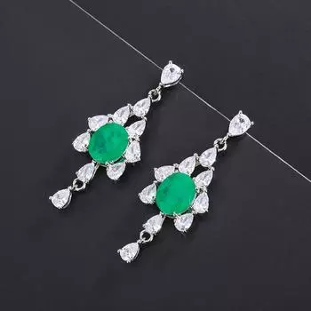 Цветные украшения Серьги Параиба Изумрудные серьги знаменитостей Женские микронаборы имитация ювелирных изделий изумрудный