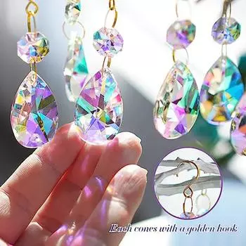 Цветные восьмиугольные бусины с подвеской в виде кленового листа в виде колокольчиков, подвеска в виде кристалла, самодельный ловец солнца, колокольчики, украшение для свадебного сада