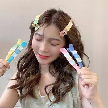 Цветные заколки для волос из акрила для девочек, заколки для укладки волос, корейские заколки, заколки-уточки, женские заколки синий