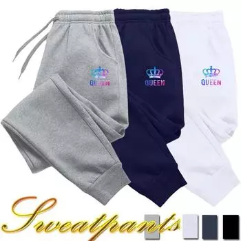 Цветные женские спортивные штаны Queen, повседневные, с принтом, для бега, фитнеса, спортивные брюки, уличные, универсальные, высокого качества, простые брюки XS чёрный