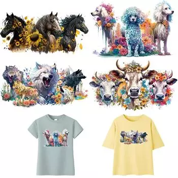 Цветочная аппликация в виде животных на одежде, термопресс, шляпа, сумка, Parches Ropa, наклейки на одежду, толстовки, значки для теплопередачи «сделай сам»