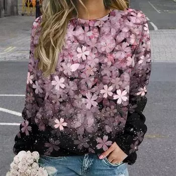 Цветочная бабочка 3D принт толстовка женская мода круглый вырез свободные толстовки женские толстовки уличная одежда пальто женская толстовка S