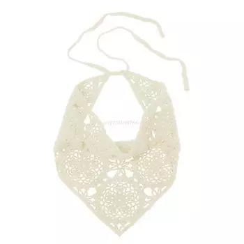 Цветочная бандана для волос, вязаный головной платок, женская бандана, ручная работа, вязаный крючком шарф для волос, треугольная повязка на голову с завязками бежевый