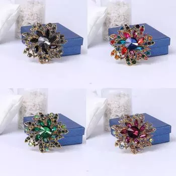 Цветочная брошь, элегантный зажим для шарфа, стеклянный цветок, подвеска, аксессуары для одежды 69x72mm чёрный