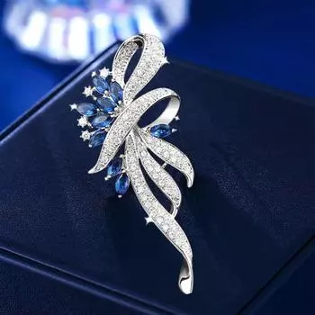 Цветочная брошь Ниша Дизайн Синий Конский Глаз Корсаж Универсальные Аксессуары Для Одежды Real gold plating синий