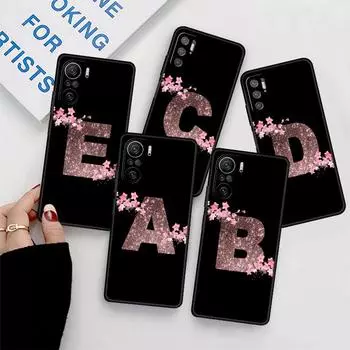 Цветочная буква розовый модный начальный чехол для Xiaomi Redmi Note 11 10 Pro 12 9S 9 8 9C 9A K40 10C 8T 9T силиконовый чехол для телефона Redmi Note 11 Pro