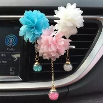 Цветочная цепочка с шариком, подвеска, автомобильный освежитель воздуха, зажим для духов, аромадиффузор белый