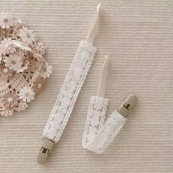 Цветочная детская ткань соска цепочка кружево держатель для соски клипсы милый держатель для пустышки дети бежевый