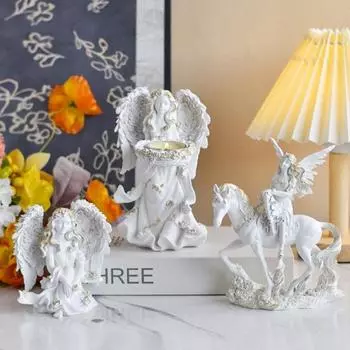 Цветочная Фея Фигурка Ангела Девочки Статуэтка Из Смолы Скульптура Домашний Офис В Помещении На Открытом Воздухе Сад Крылатый Эльф E