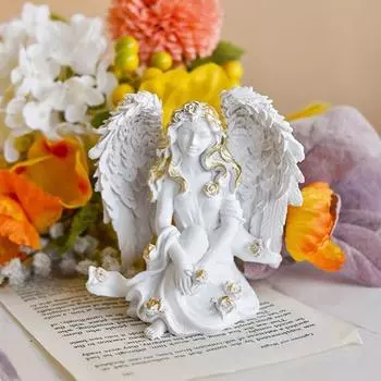 Цветочная Фея Фигурка Ангела Девочки Статуэтка Из Смолы Скульптура Для Домашнего Офиса Для Помещения Для Уличного Использования A