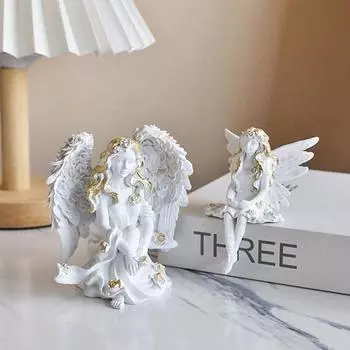 Цветочная фея, статуэтка ангела, девочка, смоляная статуэтка, скульптура для дома, офиса, дома, сада, крылатого эльфа, настольное украшение, орнамент A