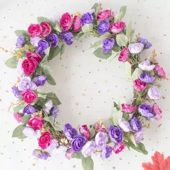 Цветочная гирлянда, декоративная многоцветная гирлянда из сухих цветов, декоративная Декоративная дверная гирлянда из сухих цветов для сада розы красного