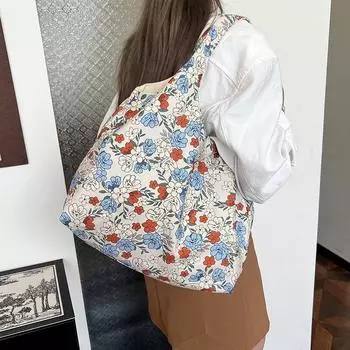 Цветочная холщовая сумка для женщин, новая модная сумка для студентов в классе