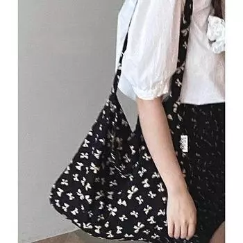 Цветочная холщовая сумка женская летняя сумка-тоут Ins Bow Bucket Bag