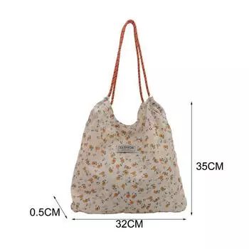 Цветочная холщовая сумка женская одно плечо большая вместительная холщовая сумка тонкая клетчатая холщовая сумка синий